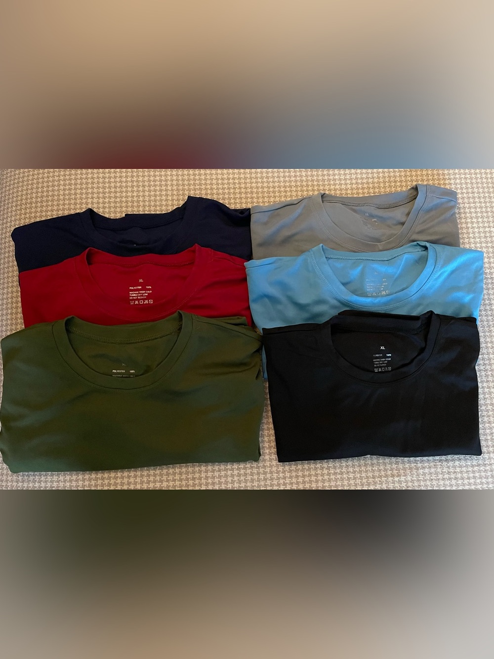 Men's Crew Neck T-Shirt Pack - Black, Navy, Red, Olive, Gray, Light Blue